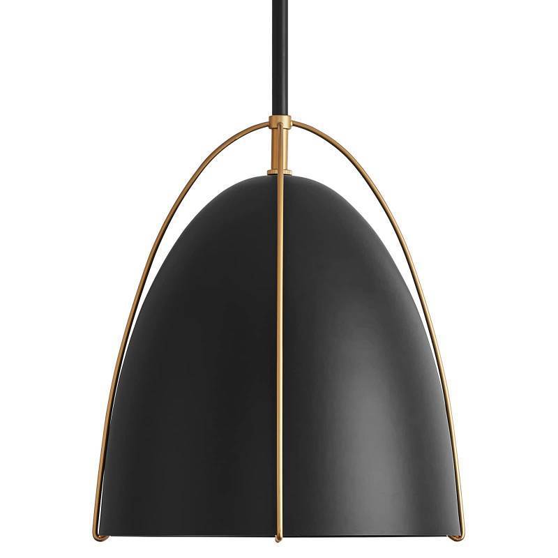 lot 15748 image: FookChak Black Dome Pendant Light 10in Kitchen Island Pendant Lighting Modern Black & Gold Ceiling Pendant Light Fixture for Kitchen Sink Dining Room, E26 - Retail $93