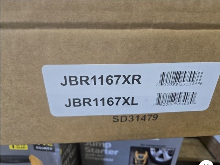 lot 35196 image: Power Stop JBR1167XL & JBR1167XR Rear R and L Side Drilled, Slotted Disc Rotor - Retail $69