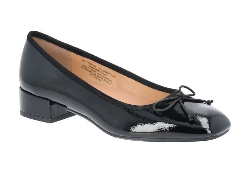 lot 35332 image: Time and Tru Womens String Bow Block Heel Ballet Shoes, Wide Width Available -Size 7