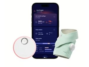 lot 14138 image: Owlet Dream Sock Smart Wearable Baby Monitor  Tracks Oxygen & Pulse Rate  Live Health Alerts, Sleep Insights & App Integration - Mint - Retail $240