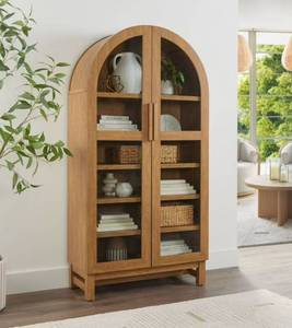 lot 15964 image: Better Homes & Gardens Juliet Arch Accent Cabinet, Light Honey Finish  - Retail $269