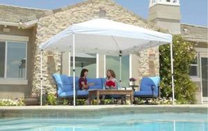 lot 15969 image: Everbilt 10 ft. x 10 ft. White Commercial Instant Canopy-Pop Up Tent with Wall Panel - Retail $199
