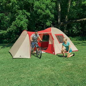lot 37006 image: Ozark Trail 6-Person Dome Tent with Sitting Area - Floor Area-15 x11 Carry Weight- 21.38lbs. - Retail $134