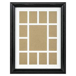 lot 37007 image: Photo Collage with Black Picture Frame, Single White Collage Mat with 13 Openings (17.5x13.5)