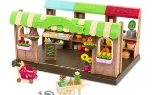 lot 38207 image: Lil Woodzeez Store Playset with Toy Food 68pc - Hoppin Farmers Market&nbsp