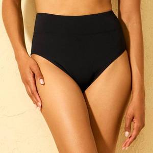 lot 38221 image: Womens Smoothing Banded High Waist Full Coverage Bikini Bottom - Shade &amp Shore Black XS&nbsp