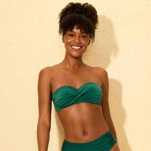 lot 38254 image: Womens Twist-Front Bandeau Bikini Top - Shade &amp Shore Green S&nbsp