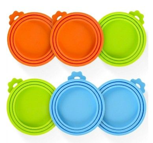 lot 38270 image: 6 Pack Pet Food Can Covers Universal Can Lids SafeSilicone Dog&ampCat Food Can Lid Covers (greenblueorange)&nbsp