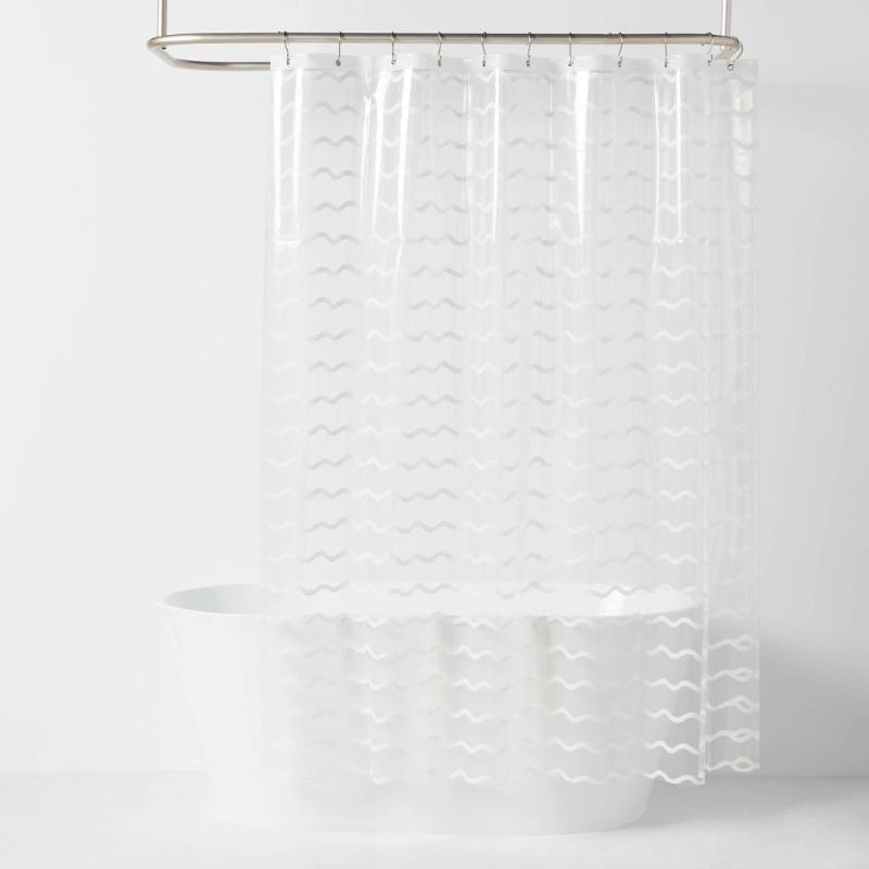 lot 15325 image: Kids Wave Printed Shower Liner Clear - Pillowfort (71x71)