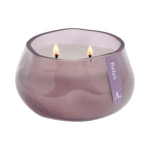 lot 33723 image: Allswell Relax Scented Organic Blown Jar Spa Candle Lavender, Jasmine & Chamomile  8oz