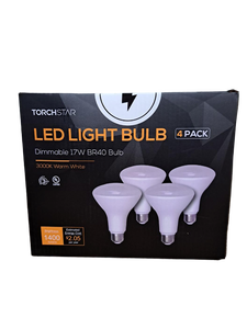 lot 33725 image: Torchstar LED Light Blulb 4 Pack Dimmable 17W BR40 Bulb 3000K Warm White