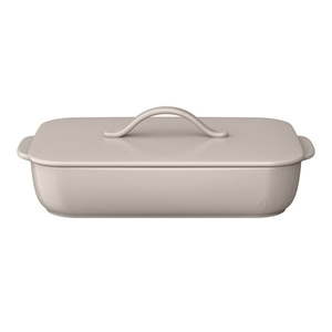 lot 35799 image: Beautiful 9x13 Covered Stoneware Baker  Porcini Taupe by Drew Barrymore