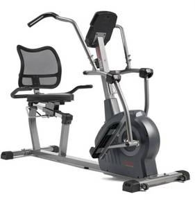 lot 37020 image: Sunny Health & Fitness Comfy Recumbent Cross Trainer Recumbent Elliptical Bike  (SF-RBE420049) - Retail $599
