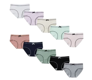 lot 38315 image: 10 Pack Girls Cotton Underwear Hipster Panties for Tweens and Teens Size Medium