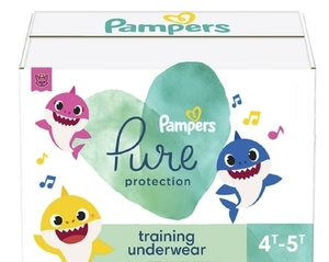 lot 38326 image: Pampers Pure Protection Training Underwear - Baby Shark - Size 4T-5T - 26ct