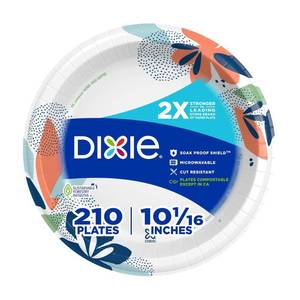 lot 38343 image: Dixie Everyday Disposable Paper Plates 10 - 210ct White, Round, Abstract Pattern