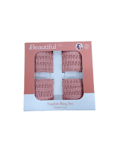lot 38344 image: Beautiful Home Braided Coral Napkin Ring Set of 4