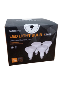 lot 38351 image: TorchStar LED Light Bulb 4 Pack Dimmable BR40 17W 3000K Warm White