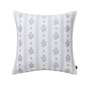 lot 38353 image: My Texas House 18  x 18  Blue Floral Stripe Decorative Pillow Cover