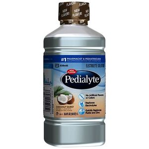 lot 38355 image: Pedialyte Electrolyte Solution Coconut Burst  Hydration Drink  2 Liter (BEST BY 11012027)