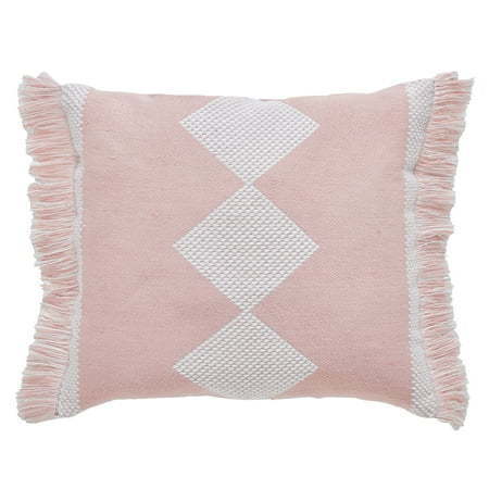 lot 15851 image: My Texas House Diamond Fringe Peach Square Outdoor Decorative Pillow (18 x 18)