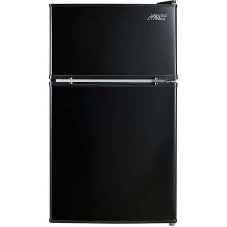 lot 35394 image: Arctic King 3.2 Cu ft Two Door Mini Fridge with Freezer Black  E-Star  ARM32D5ABB - Retail $204