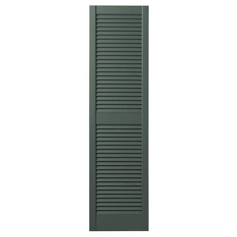 lot 6456 image: Pack of 2, 15 in. x 59 in. Open Louvered Polypropylene Shutters Pair in WHITE - Retail $63