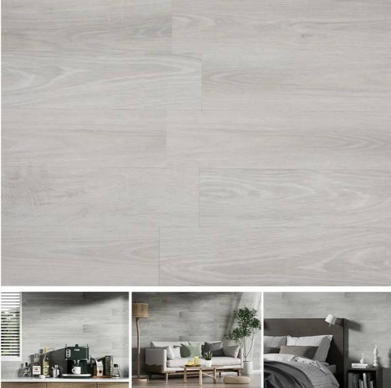 lot 33008 image: SINGULARWOOD Vinyl Wall Planks,Self-Adhesive Vinyl Panels for Walls,Peel and Stick Easy Installation (12 pcs18 Sq FtBox),White Washed-White