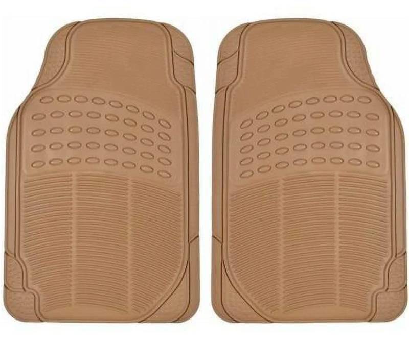 lot 34632 image: BDK Front Car Rubber Floor Mats, 2-Piece, Black Beige Gray, Heavy Duty