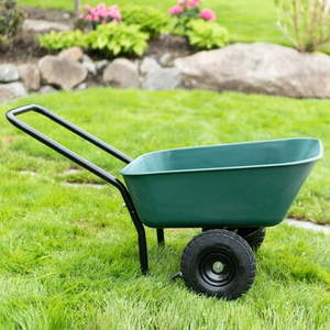 lot 33740 image: Garden Star Dual-Wheel  Poly Tray Garden Barrow Wheelbarrow -Retails $80