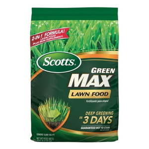 lot 33758 image: Scotts Green Max Lawn Food  Fertilizer Plus Iron Supplement  5 000 sq. ft.  16.67 lbs.