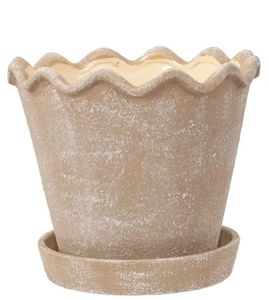 lot 33762 image: My Texas House 8 inch Ceramic Wave Planter, Brown
