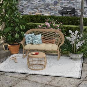 lot 33766 image: Jordan Manufacturing 16  x 16  Blue Watercolor Lattice Square Knife Edge Outdoor Throw Pillow with Welt 2 Pack -Retail $51