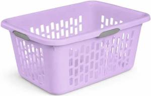 lot 33770 image: Laundry Basket, Large Laundry Basket with 4 Comfort Grip Handles, Open Top Clothes Hamper for Home, Dorm, and Everyday Use, Lilac Bud, Set of 3