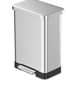 lot 35827 image: QUALIAZERO 75L19.8Gal Heavy Duty Hands-Free Stainless Steel CommercialKitchen Step Trash Can, Fingerprint-Resistant Soft Close Lid, Rectangle Shape Retails $94