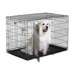 lot 37040 image: MidWest Homes for Pets Newly Enhanced Double Door iCrate Dog Crate, Includes Leak-Proof Pan  Floor Protecting Feet Divider Panel & New Patented Features  Measures 48 x 30 x 33 inches, Black - Retail $170