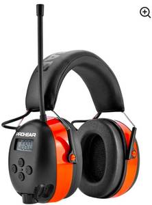 lot 38389 image: Upgraded Bluetooth Hearing Protection Headphones With AM FM Radio, 31 SNR Noise Reduction, 50 Hour Battery Life For Mowing, Snowblowing And Yard Work, Long Lasting Rechargeable Battery, Orange - Retail $104