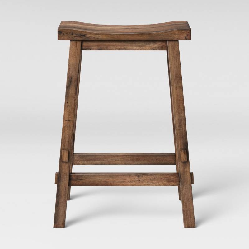 lot 30691 image: Halifax 23.81 Farmhouse Wood Counter Height Barstool with Footrest Brown - Threshold - Retail $70