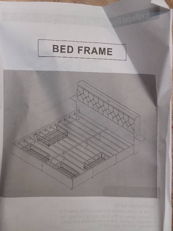 lot 35473 image: BED FRAME KING HB0703GY (STOCK PHOTO NOT EXACT) - Retail $350