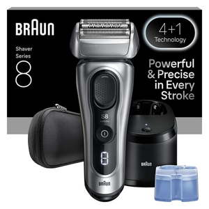 lot 33776 image: Braun Electric Shaver  Series 8 8567cc Long Hair Trimmer Wet & Dry Galvano Silver - Retail $280