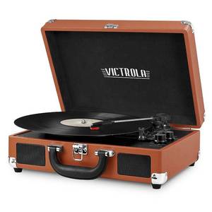 lot 33798 image: Victrola Bluetooth Suitcase Record Player with 3-speed Turntable