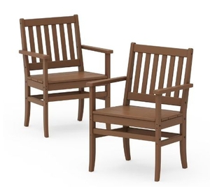 lot 35835 image: Better Homes & Gardens Southlake Outdoor Dining Arm Chair (2 Chairs), All-Weather HDPE, Patio Seat, Teak - Retail $397