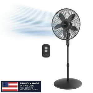 lot 35838 image: Lasko Cyclone Max 18  4-Speed 23 fts High-Velocity Remote Controlled Pedestal Fan -Black S18605 (Not powering on) - Retail $70