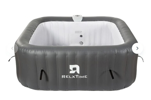 lot 35839 image: Relxtime Square Inflatable Hot Tub -Classic Grey - Retail $519