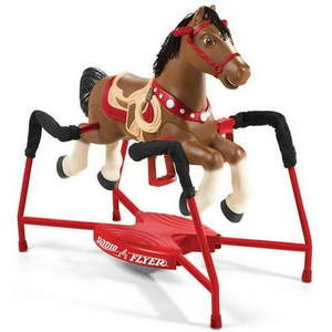 lot 35841 image: Radio Flyer Blaze Interactive Riding Horse Brown Ride-on Pony for Kids 2-6 Years  Realistic Sounds - Retail $139