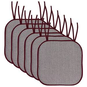 lot 35842 image: Cameron Memory Foam Non-Slip Chair Cushion Pad with Ties 4-Pack- Wine and White - Retail $50