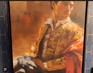 lot 35845 image: Matadors Embrace Framed Canvas Art Spanish Bullfighter Size 36 x 24  - Retail $253