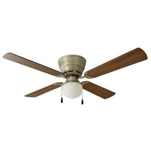 lot 35848 image: Mainstays 42 Hugger Indoor Ceiling Fan with Single Light  Satin Nickel 4 Blades LED Bulb