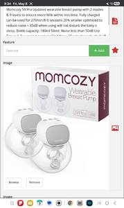 lot 35853 image: Momcozy S9 Pro-V Double Wearable Breast Pump - Retail $119