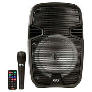 lot 35855 image: QFX WMX-8074 8  Battery Powered Portable Bluetooth Party Speaker (Bonus Mic Included) (Not Powering On) - Retail $160
